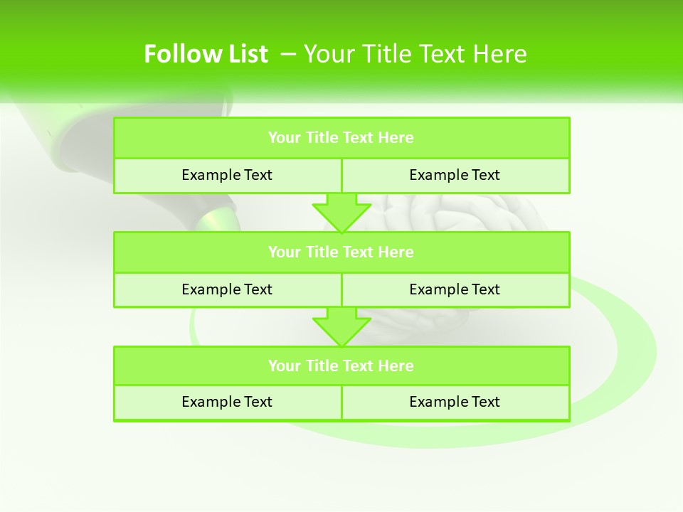 A Green Marker Writing On A White Background Next To A Brain PowerPoint Template