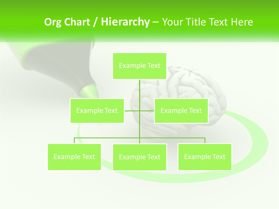 A Green Marker Writing On A White Background Next To A Brain PowerPoint Template