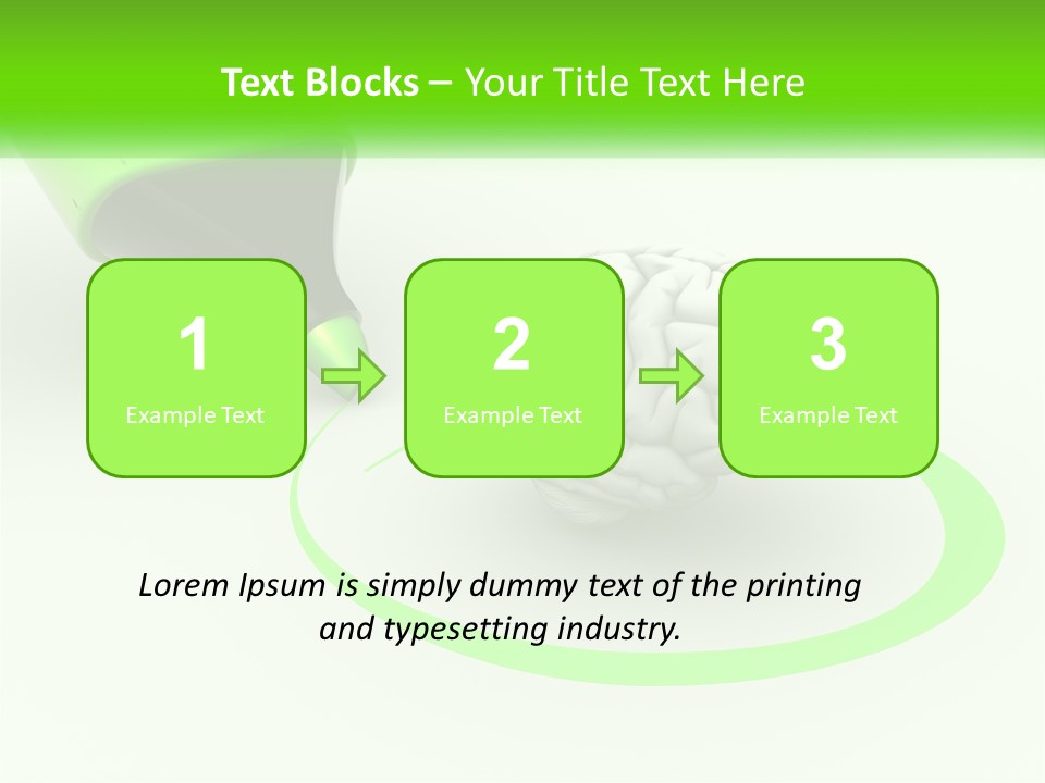 A Green Marker Writing On A White Background Next To A Brain PowerPoint Template