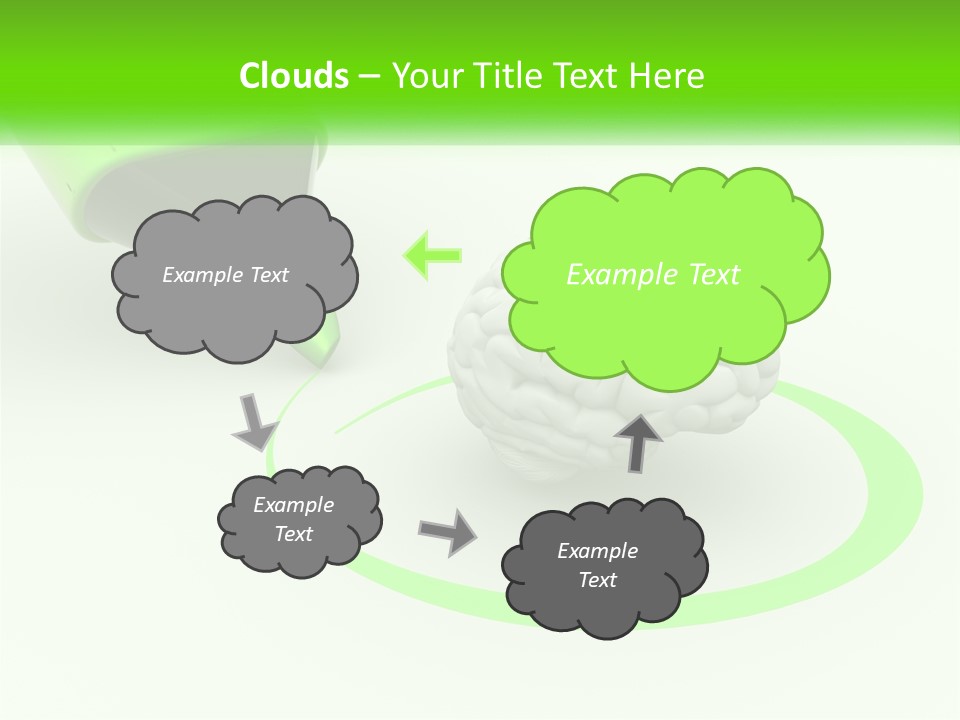 A Green Marker Writing On A White Background Next To A Brain PowerPoint Template