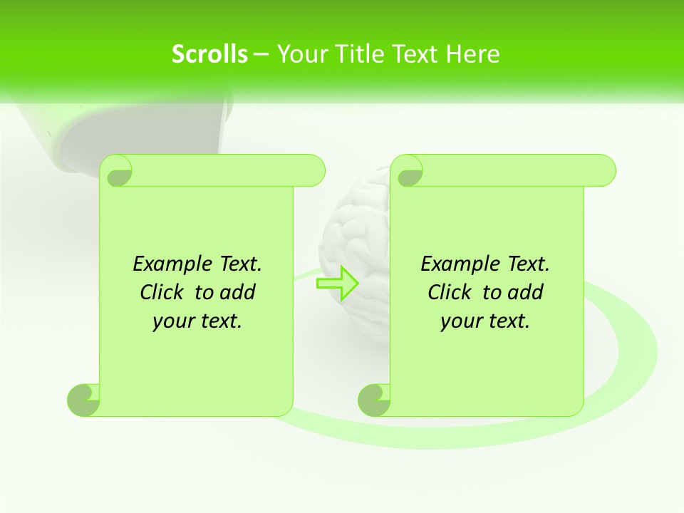A Green Marker Writing On A White Background Next To A Brain PowerPoint Template