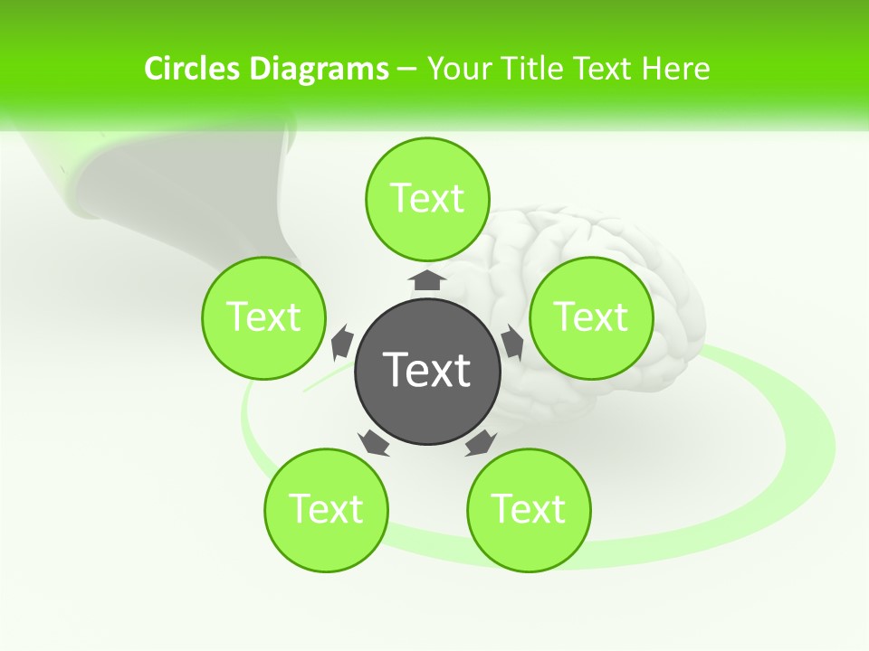 A Green Marker Writing On A White Background Next To A Brain PowerPoint Template