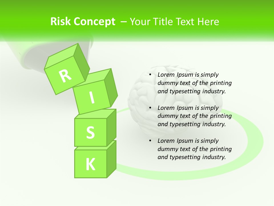 A Green Marker Writing On A White Background Next To A Brain PowerPoint Template