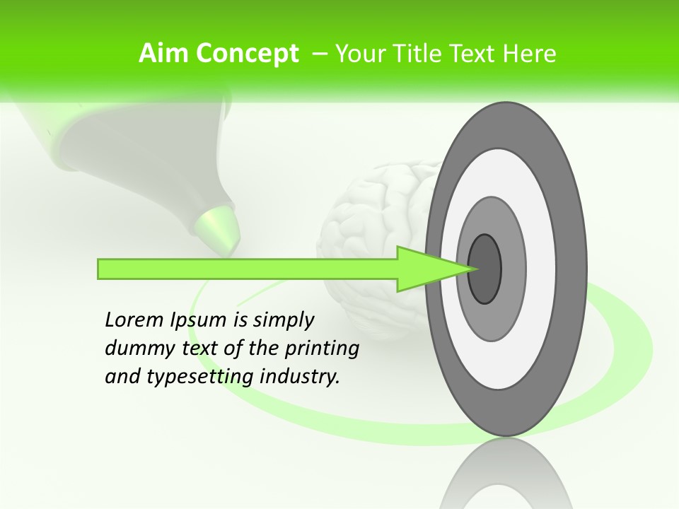 A Green Marker Writing On A White Background Next To A Brain PowerPoint Template