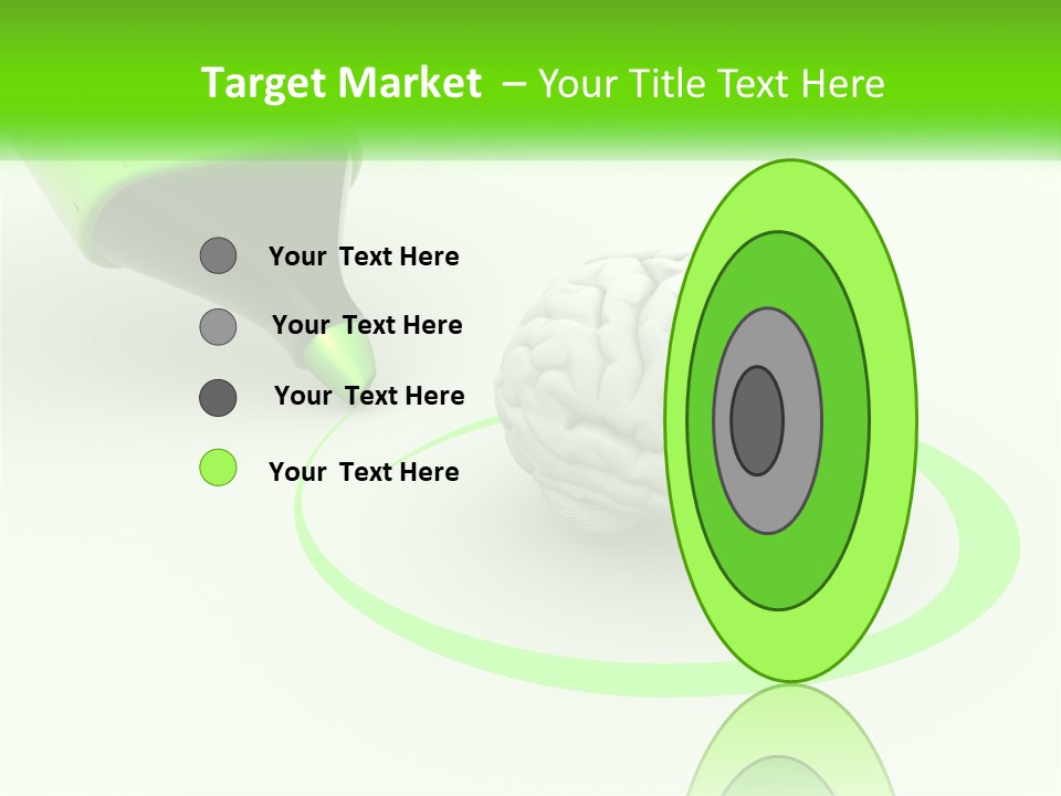 A Green Marker Writing On A White Background Next To A Brain PowerPoint Template