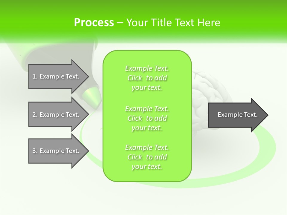 A Green Marker Writing On A White Background Next To A Brain PowerPoint Template