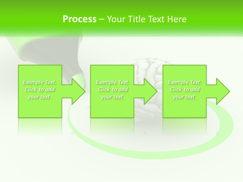 A Green Marker Writing On A White Background Next To A Brain PowerPoint Template