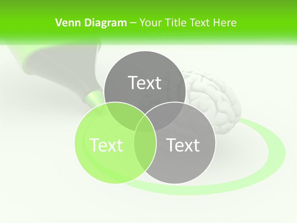 A Green Marker Writing On A White Background Next To A Brain PowerPoint Template