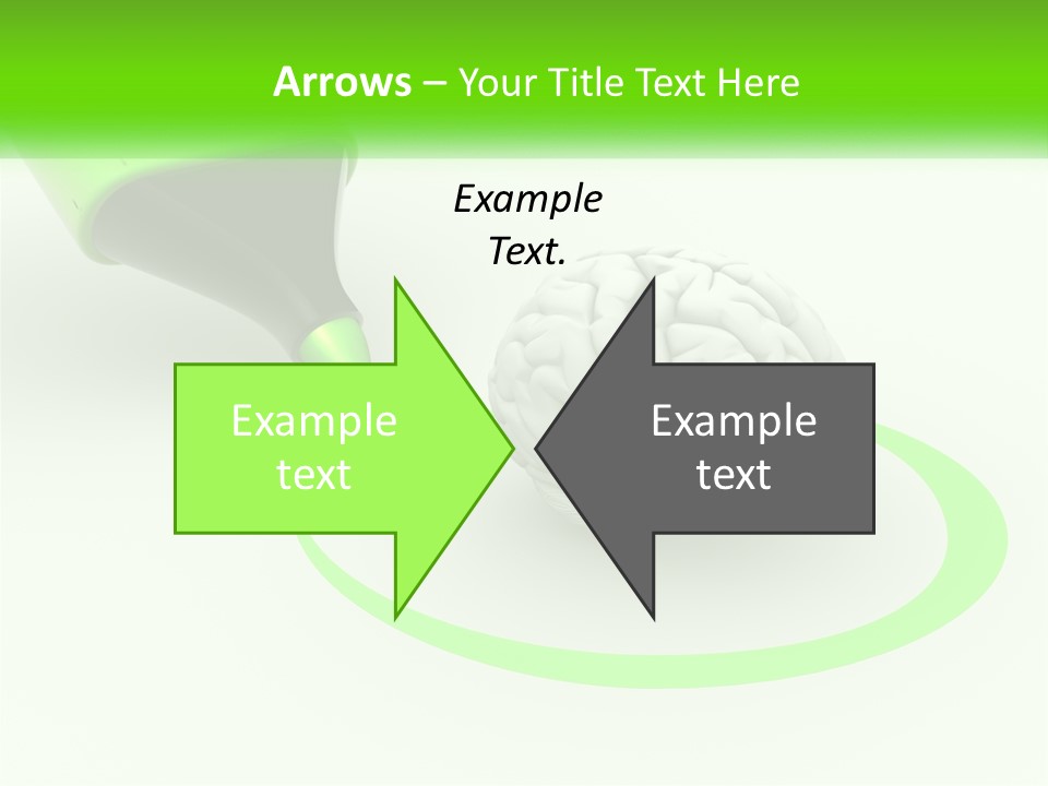 A Green Marker Writing On A White Background Next To A Brain PowerPoint Template