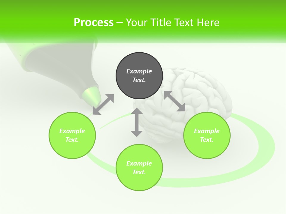 A Green Marker Writing On A White Background Next To A Brain PowerPoint Template