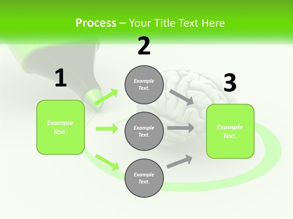 A Green Marker Writing On A White Background Next To A Brain PowerPoint Template