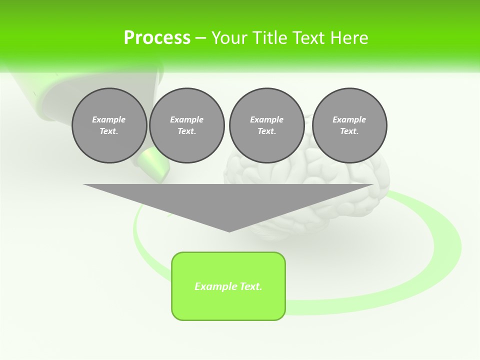 A Green Marker Writing On A White Background Next To A Brain PowerPoint Template