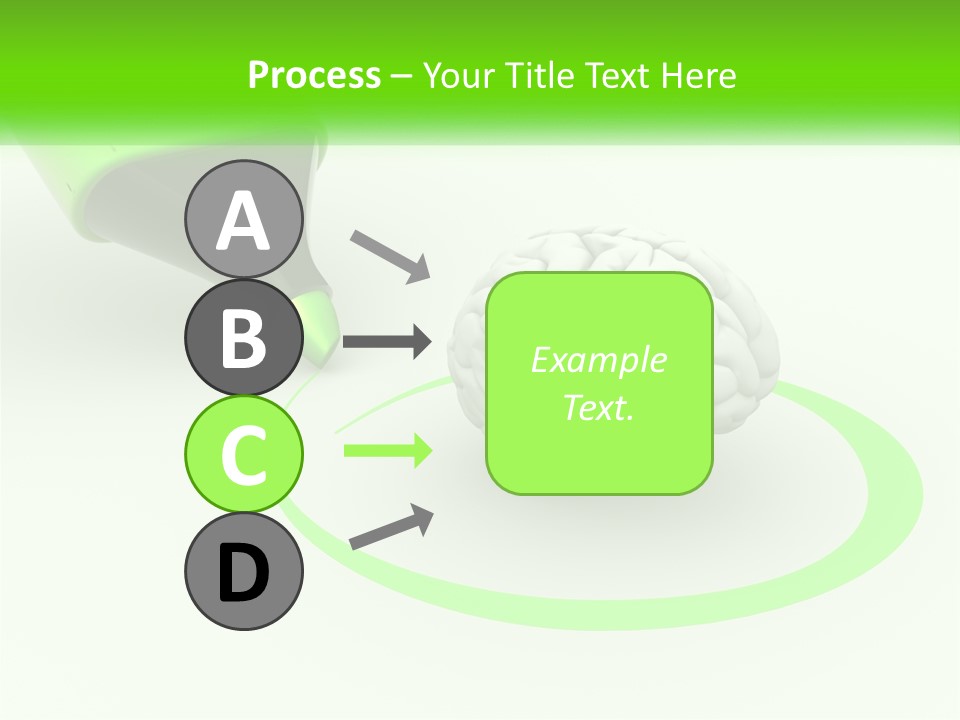 A Green Marker Writing On A White Background Next To A Brain PowerPoint Template