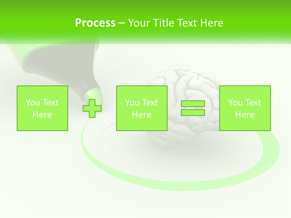 A Green Marker Writing On A White Background Next To A Brain PowerPoint Template