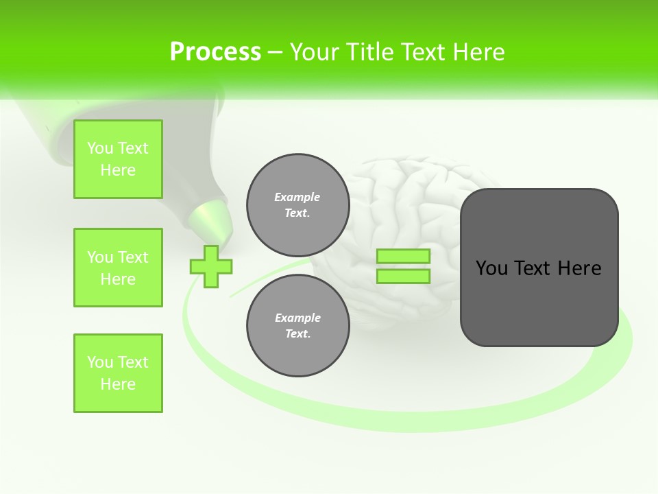 A Green Marker Writing On A White Background Next To A Brain PowerPoint Template