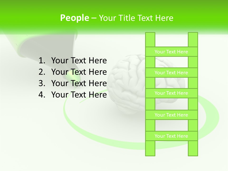 A Green Marker Writing On A White Background Next To A Brain PowerPoint Template