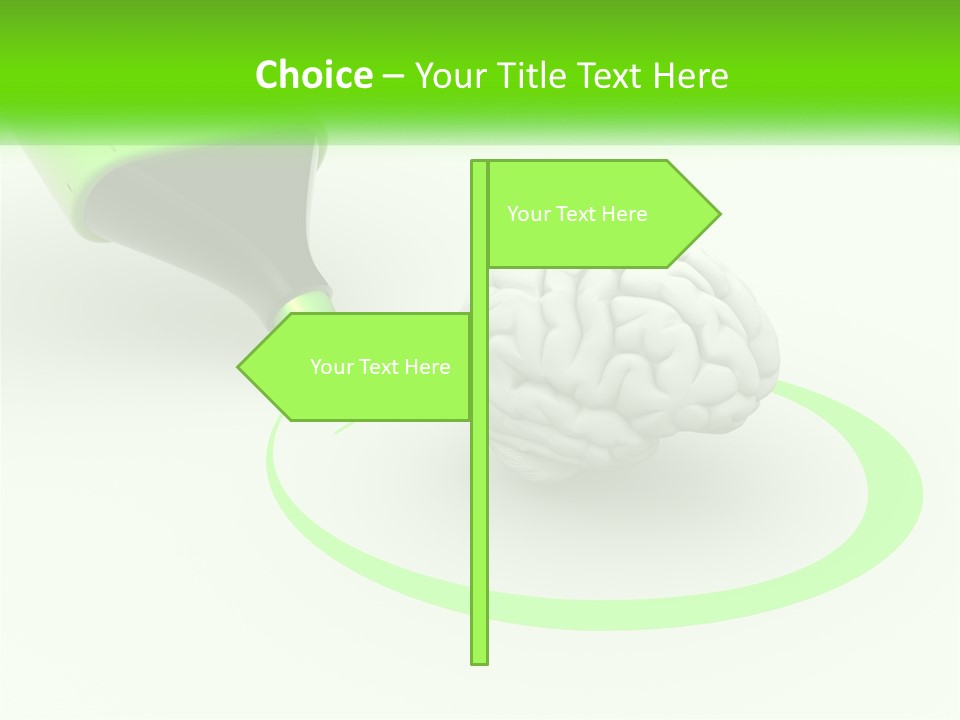 A Green Marker Writing On A White Background Next To A Brain PowerPoint Template