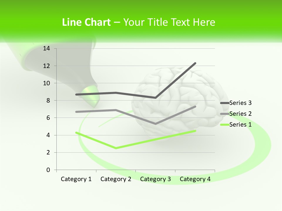 A Green Marker Writing On A White Background Next To A Brain PowerPoint Template