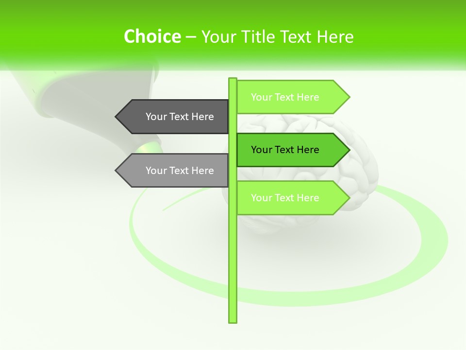 A Green Marker Writing On A White Background Next To A Brain PowerPoint Template