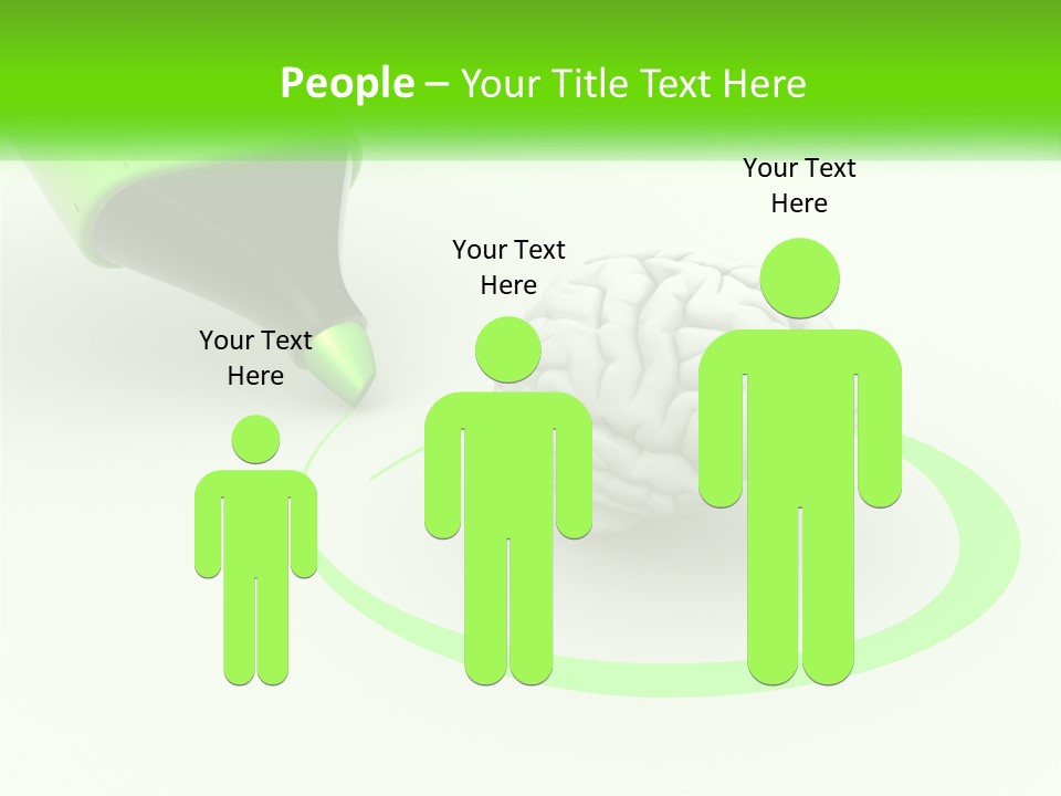 A Green Marker Writing On A White Background Next To A Brain PowerPoint Template