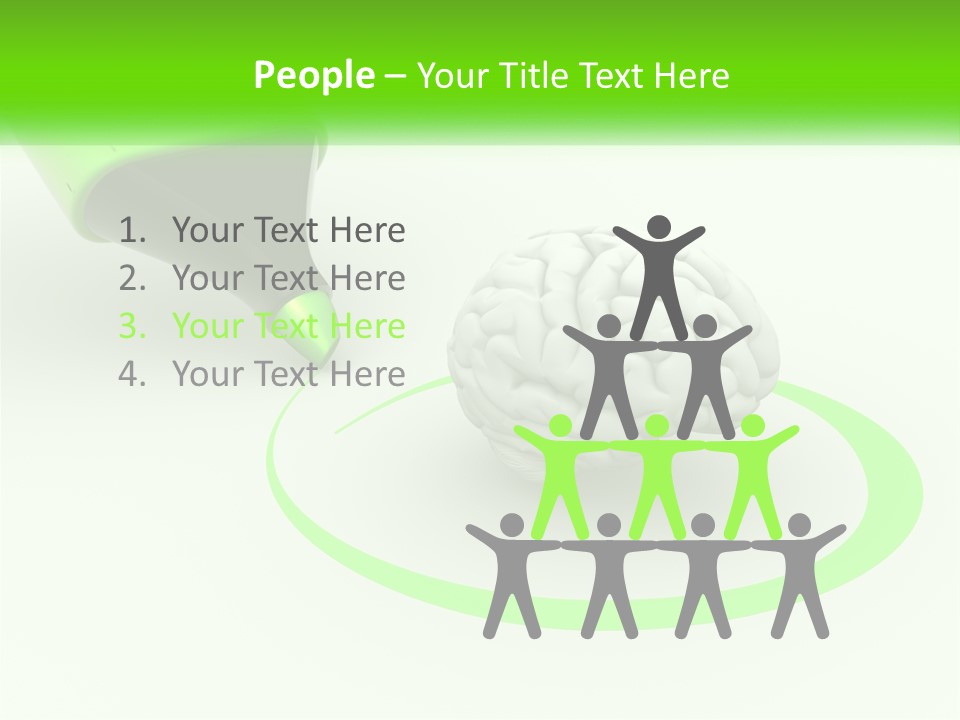 A Green Marker Writing On A White Background Next To A Brain PowerPoint Template