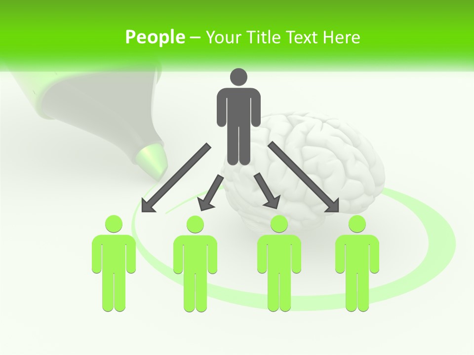 A Green Marker Writing On A White Background Next To A Brain PowerPoint Template