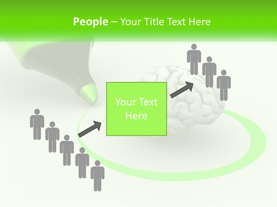 A Green Marker Writing On A White Background Next To A Brain PowerPoint Template