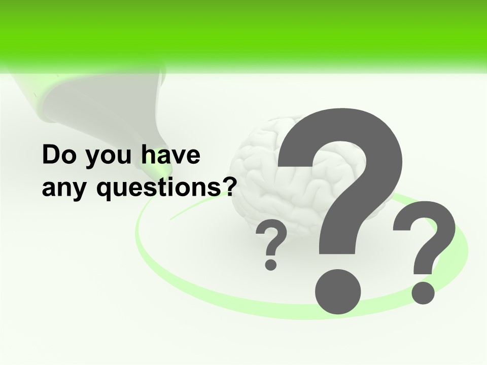 A Green Marker Writing On A White Background Next To A Brain PowerPoint Template