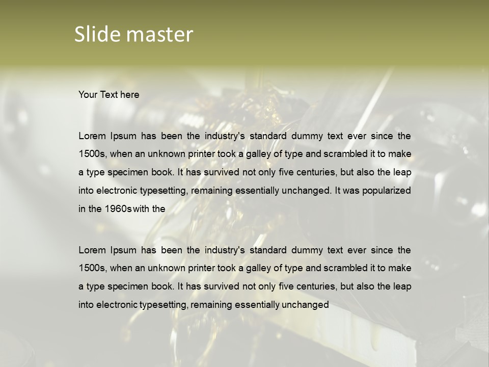 A Machine That Is Pouring Oil On A Piece Of Machinery PowerPoint Template