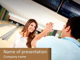 A Man And A Woman Playing A Game Of Bowling PowerPoint Template