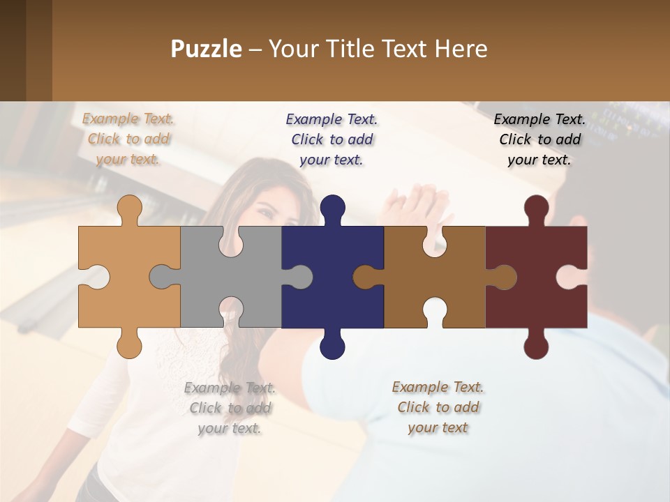 A Man And A Woman Playing A Game Of Bowling PowerPoint Template