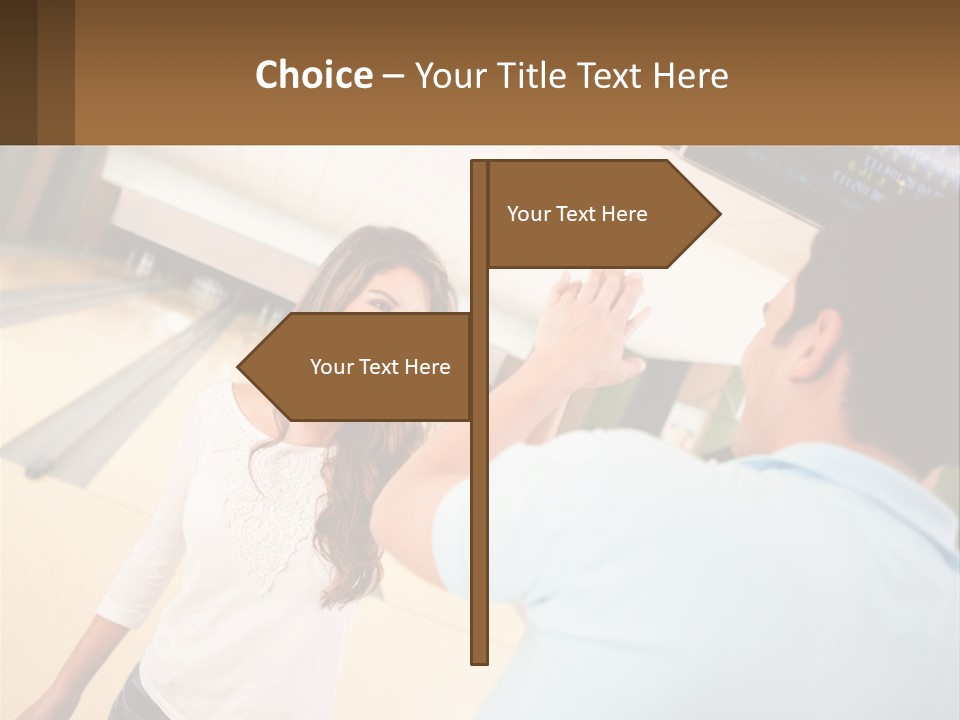 A Man And A Woman Playing A Game Of Bowling PowerPoint Template