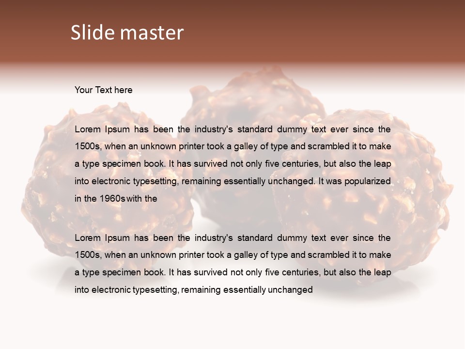 Three Chocolate Balls With Nuts On A White Background PowerPoint Template