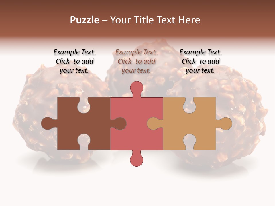 Three Chocolate Balls With Nuts On A White Background PowerPoint Template