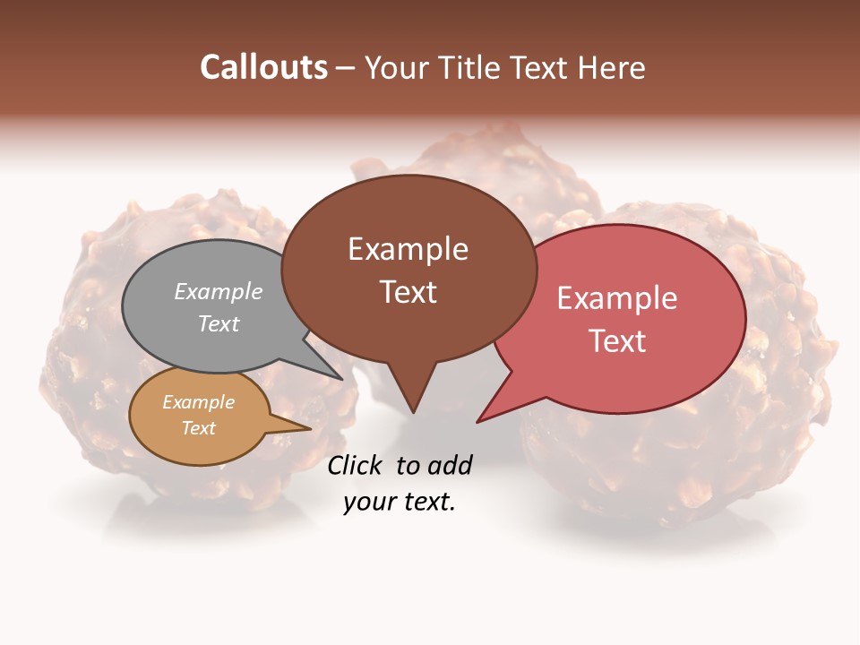 Three Chocolate Balls With Nuts On A White Background PowerPoint Template