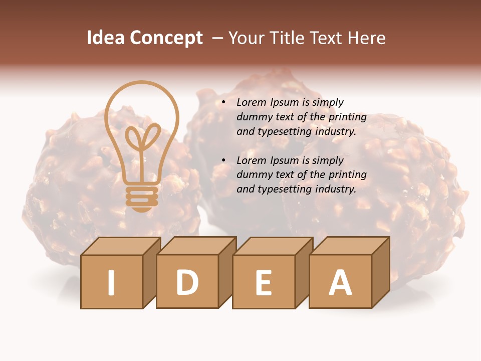 Three Chocolate Balls With Nuts On A White Background PowerPoint Template