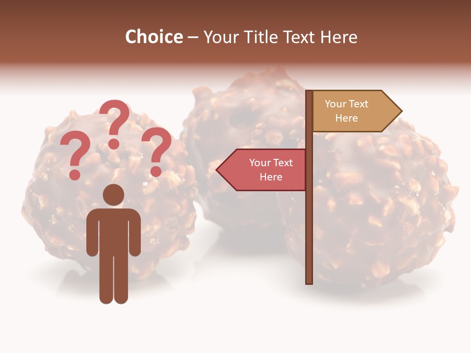 Three Chocolate Balls With Nuts On A White Background PowerPoint Template