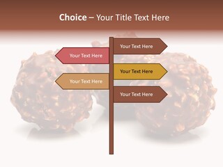 Three Chocolate Balls With Nuts On A White Background PowerPoint Template