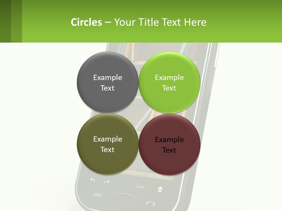 A Cell Phone With A Book Shelf On It PowerPoint Template