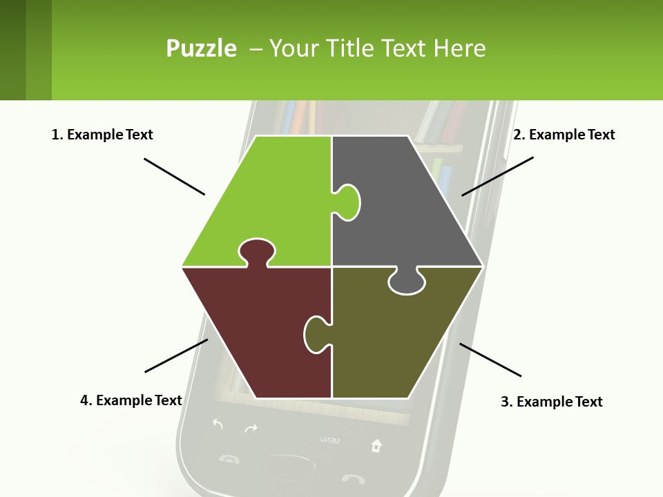 A Cell Phone With A Book Shelf On It PowerPoint Template