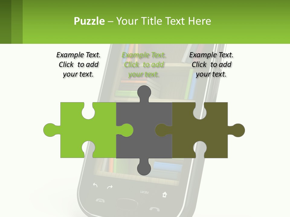 A Cell Phone With A Book Shelf On It PowerPoint Template
