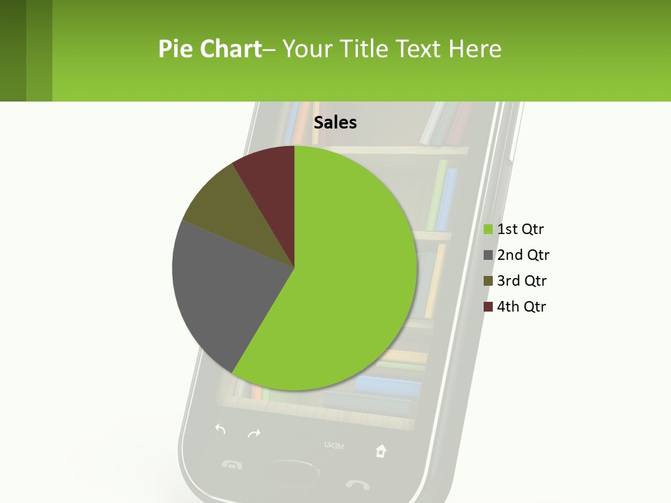 A Cell Phone With A Book Shelf On It PowerPoint Template