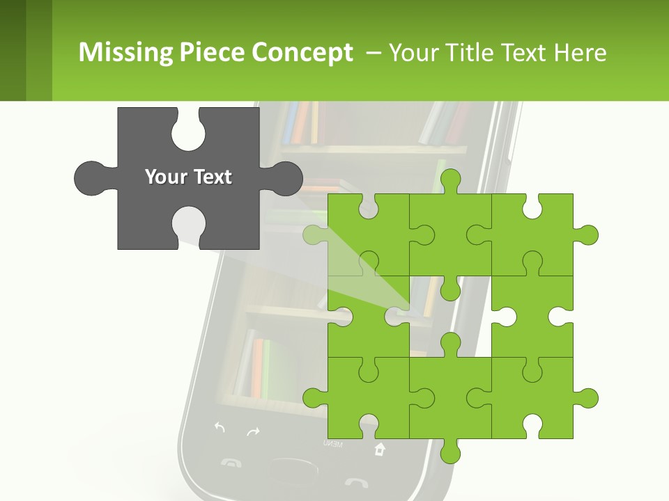 A Cell Phone With A Book Shelf On It PowerPoint Template