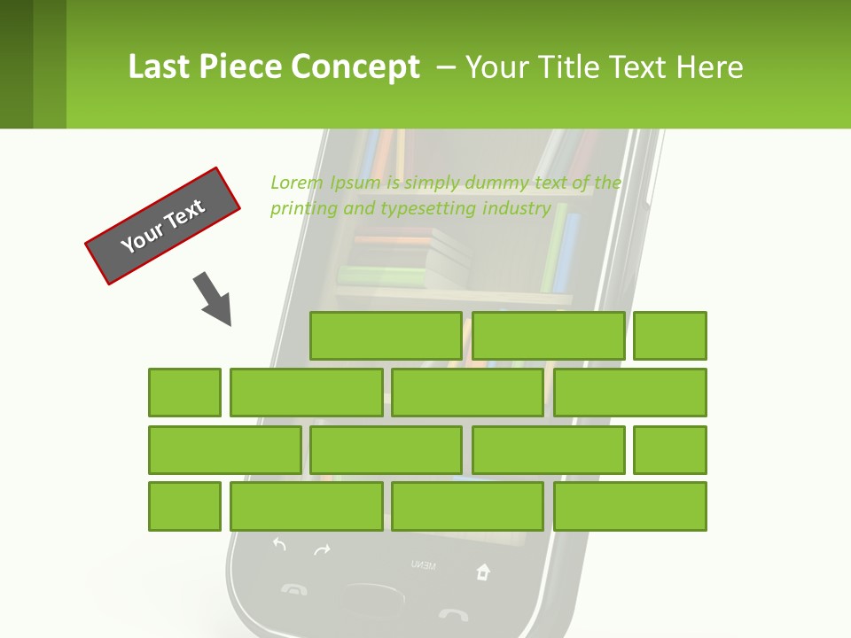 A Cell Phone With A Book Shelf On It PowerPoint Template