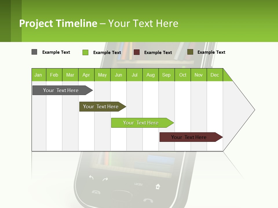 A Cell Phone With A Book Shelf On It PowerPoint Template