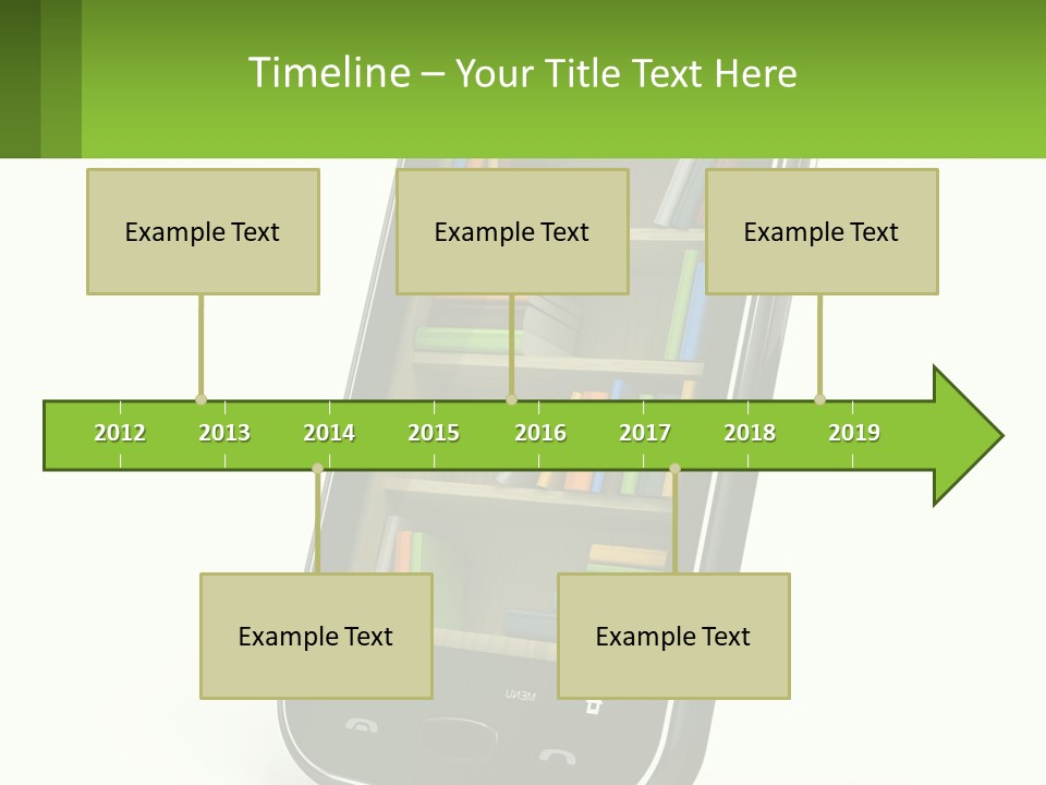 A Cell Phone With A Book Shelf On It PowerPoint Template
