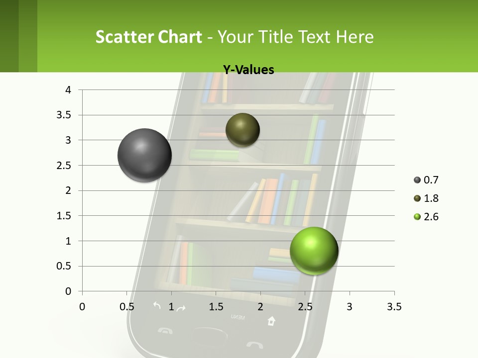 A Cell Phone With A Book Shelf On It PowerPoint Template