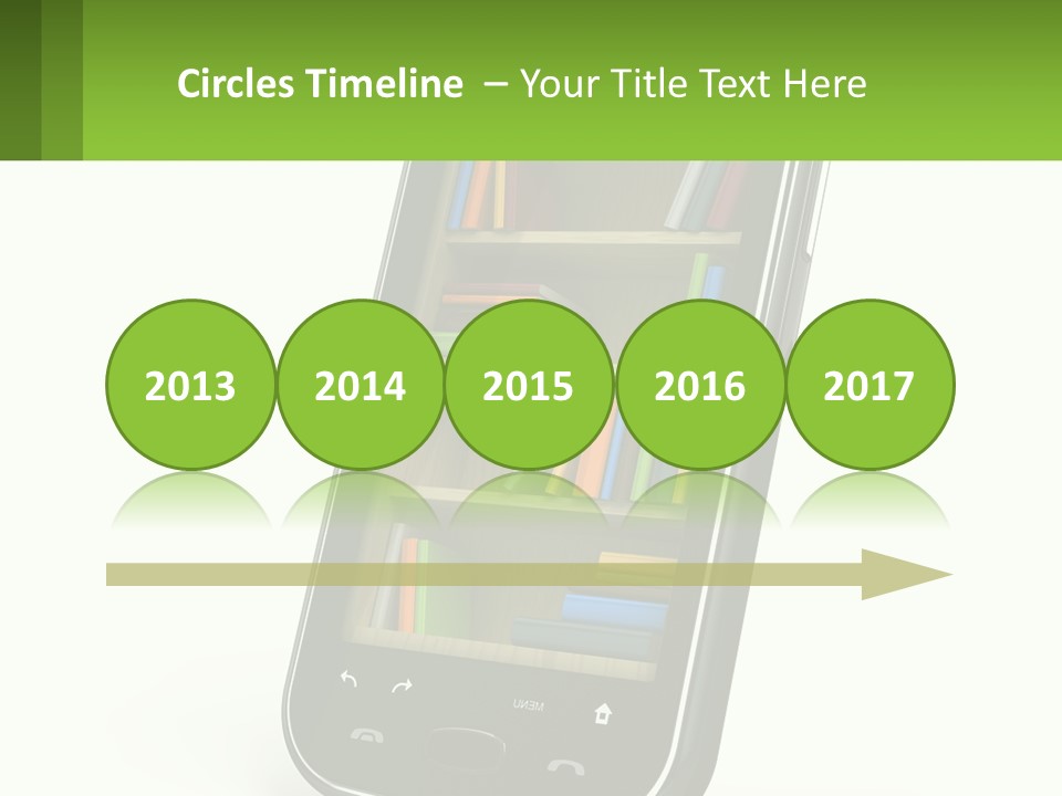 A Cell Phone With A Book Shelf On It PowerPoint Template