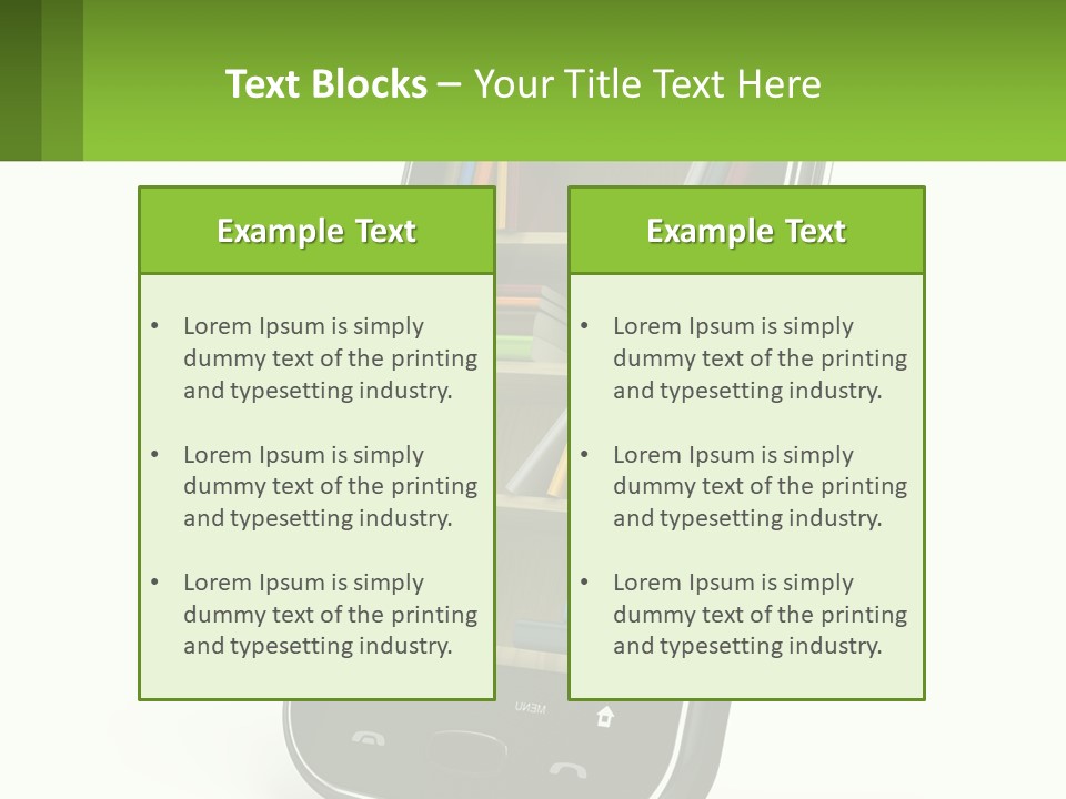 A Cell Phone With A Book Shelf On It PowerPoint Template
