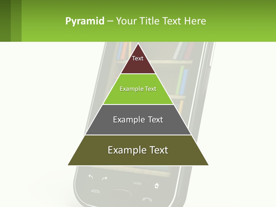 A Cell Phone With A Book Shelf On It PowerPoint Template